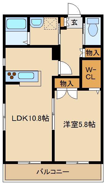 リレント(1LDK/1階)の間取り写真