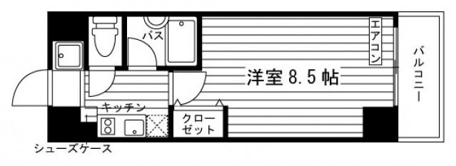 アネーロ北山(1K/3階)の間取り写真