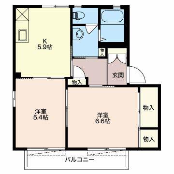 ディアス西沢田 A(2K/2階)の間取り写真