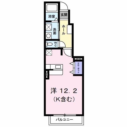 サンレミ葛原D(ワンルーム/1階)の間取り写真