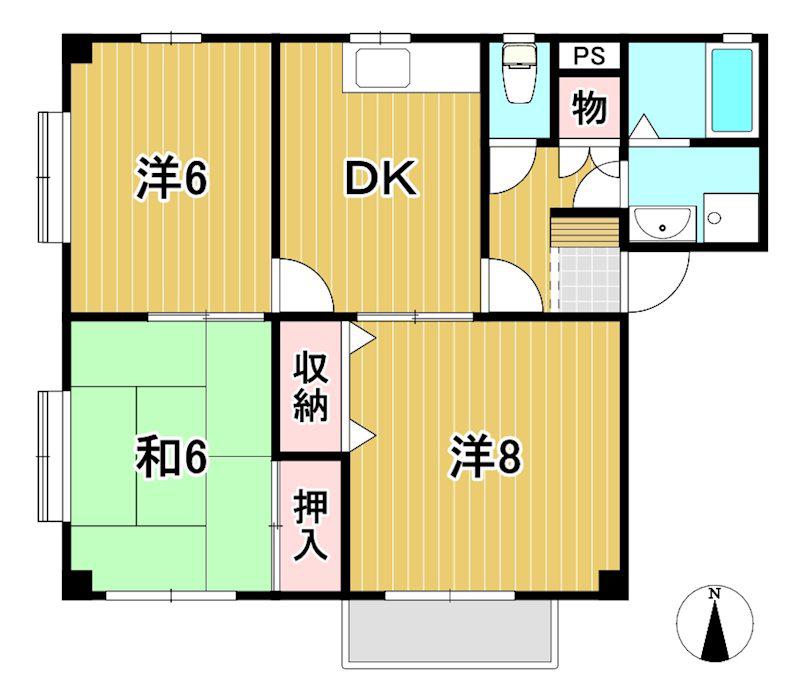 サンハイツA(3DK/2階)の間取り写真