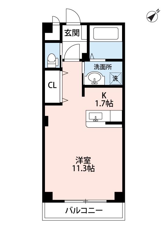 グラソル逢妻(ワンルーム/2階)の間取り写真