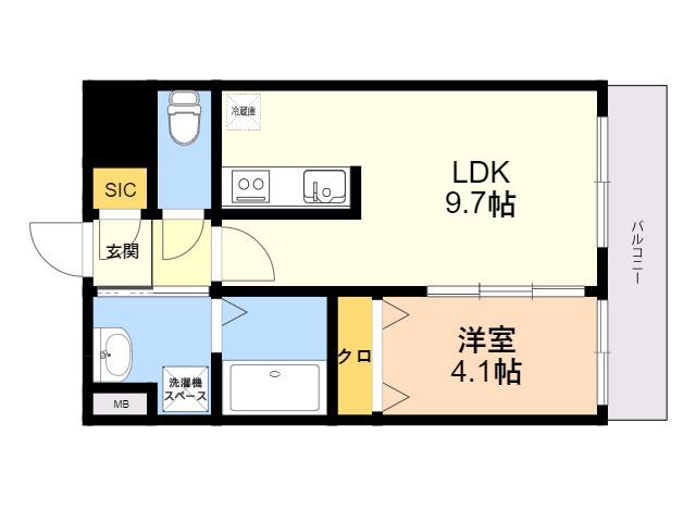 CALM RIVIERE箱崎(1LDK/3階)の間取り写真