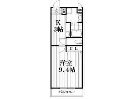 ノーブルハイム諸福(1K/2階)の間取り写真