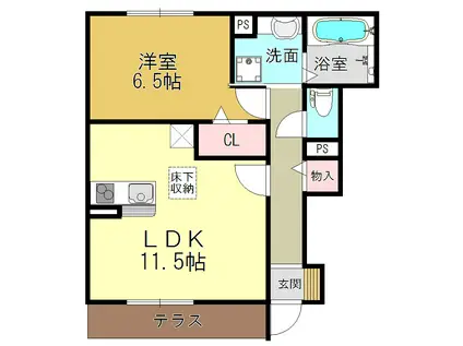 エクセレント ヴィラA棟(1LDK/1階)の間取り写真