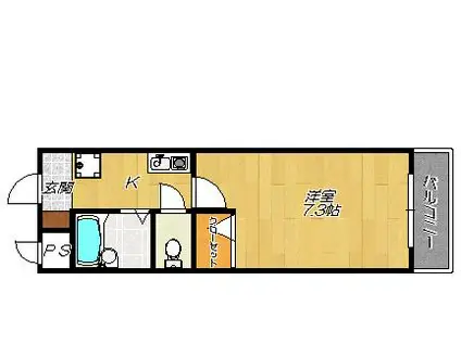 ディアコートソレイユ(1K/1階)の間取り写真