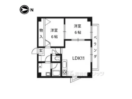 スクエアコート(2LDK/1階)の間取り写真