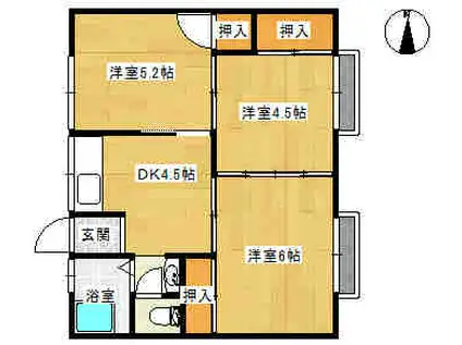 ハイム北島(3DK/1階)の間取り写真