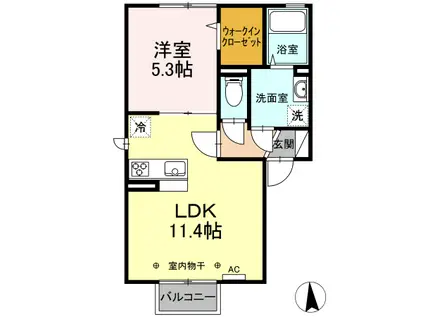 セジュールΑ(1LDK/2階)の間取り写真
