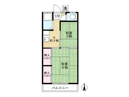 ハウスもがみ(2K/1階)の間取り写真