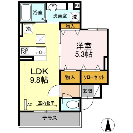 キャトルセゾン(1LDK/1階)の間取り写真