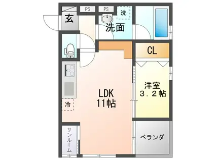 グランノア金沢(1LDK/3階)の間取り写真