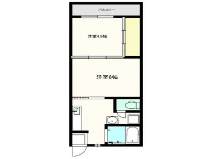 コーポ卯月(2K/2階)の間取り写真