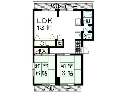 池園マンション(2LDK/3階)の間取り写真
