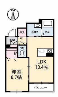 シャーメゾン アイシス(1LDK/2階)の間取り写真
