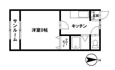 フラットあけぼの(1K/1階)の間取り写真