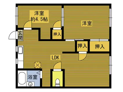 第1上野ハイツ(2LDK/1階)の間取り写真