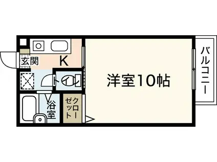 DUO西広島(1K/1階)の間取り写真