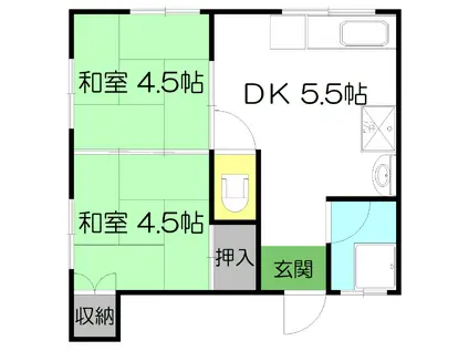 城見コーポ(2DK/2階)の間取り写真