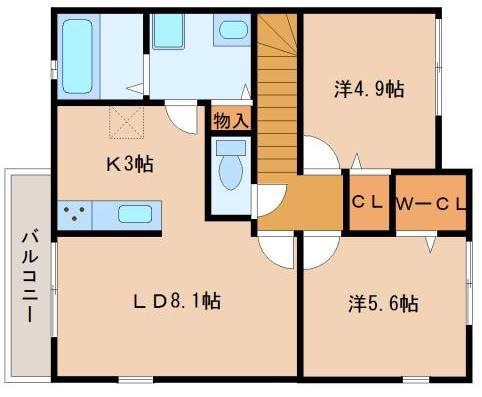 シルフィード中庄(2LDK/2階)の間取り写真