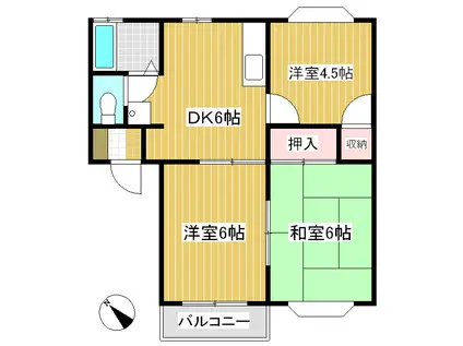 グリーンヒルミサワ(3DK/2階)の間取り写真