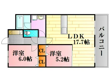 プロスペリティNAKAMURA(2LDK/6階)の間取り写真