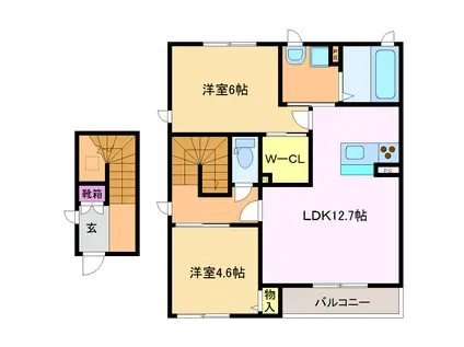 ルナクレールAKIRA(2LDK/2階)の間取り写真