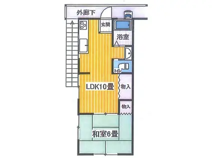 シャ・フルール新都心(1LDK/2階)の間取り写真