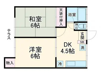 多摩コーポ(2DK/1階)の間取り写真