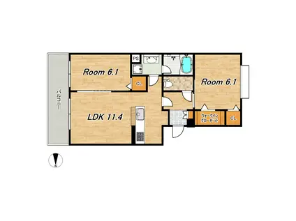 グランソレイユ西院A棟(2LDK/3階)の間取り写真