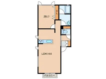 メゾンSAMS(1LDK/2階)の間取り写真