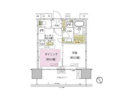 ザ・パークハウス渋谷美竹(1DK/5階)の間取り写真