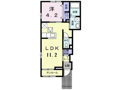 グランツI(1LDK/1階)の間取り写真