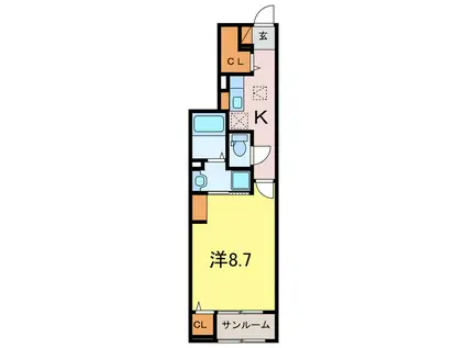 名鉄名古屋本線 新安城駅 徒歩9分 2階建 新築(1K/1階)の間取り写真