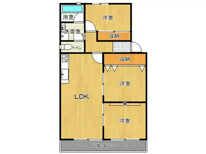 ティアラ武庫川パート2(3LDK/1階)の間取り写真