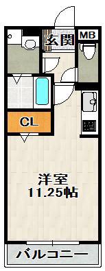 ボヌビー宝塚(ワンルーム/1階)の間取り写真