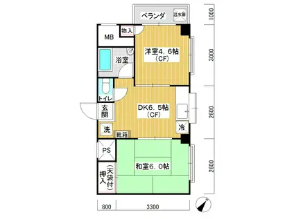 シェモア雪ヶ谷(2DK/1階)の間取り写真