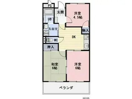 LIMPIAハッピー(3DK/2階)の間取り写真