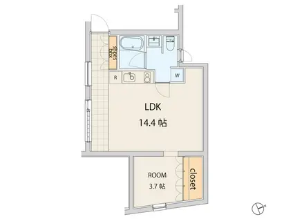 エスセナーリオ若松町(1LDK/3階)の間取り写真