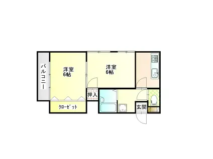 ファーストビル中央駅(2K/3階)の間取り写真