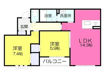ディアフィールド(2LDK/2階)の間取り写真