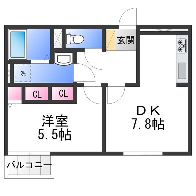 レオネクストファイブストリート(1DK/2階)の間取り写真