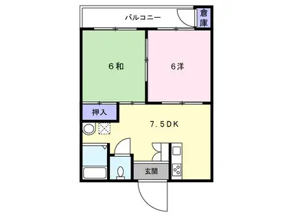 ツインコートマキシム(2DK/2階)の間取り写真
