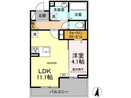 フース コーシェリ(1LDK/3階)の間取り写真