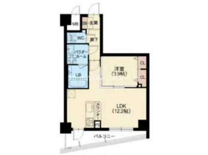 エクシアテラス梅田(1LDK/6階)の間取り写真