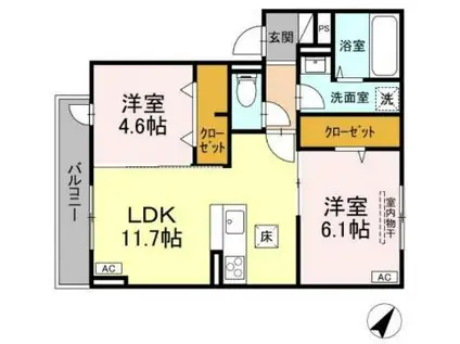 D-RESIDENCE多治米東S(2LDK/1階)の間取り写真