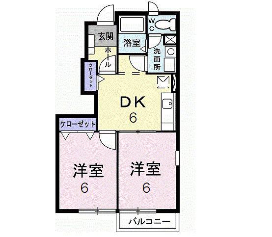 エミネンスB(2DK/1階)の間取り写真