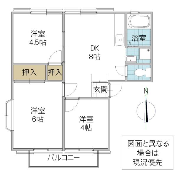 山口コーポ(3DK/2階)の間取り写真
