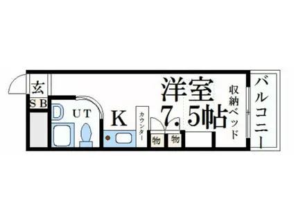 ラ・パルフェド・アフェール(ワンルーム/9階)の間取り写真