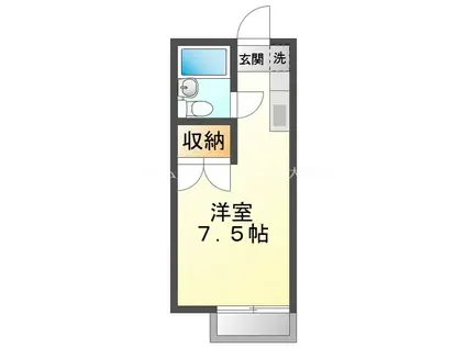 プリンスヒルC(ワンルーム/2階)の間取り写真